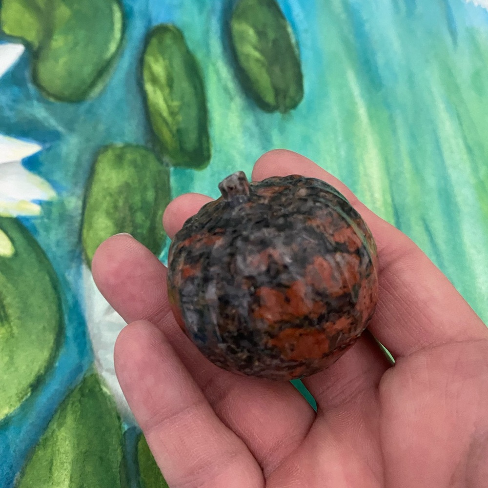 LEPIDOLITE PUMPKIN REIKI CRYSTAL Size 2 inches - Picture 3 of 4